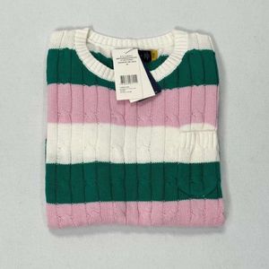 Women's Sweaters Ralphe Horse Designer Fashion Paul Little Fried Dough Twists Stripe Sweater Versatile Short Sleeve