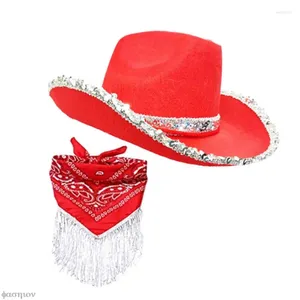 Berets Cowboy Hat Bandana Cowgirl Bachelorette Party Bridal Paisley Scarf Cosplay