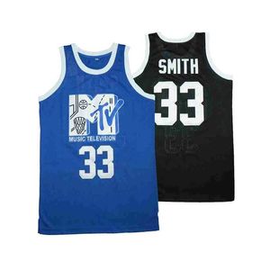Męskie koszulki Męskie koszulki do koszykówki rock n jock Will Smith 33# koszulka szycia haft haft high-quuty sporty na zewnątrz czarny niebieski nowy 2023 T240506