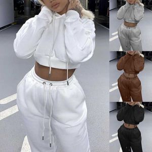 Womens Two Piece Pants Womens 2piece casual sportswear track and field clothing hooded sweatshirt sports pants jogging pants 2021 fashionable winter sportswearL