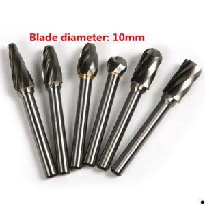 Bits Fixmee 6pcs 6*10mm Acdefl Tungsten Carbide 8 Flutes Rotary Burrs Point File Cutter Drill Bit