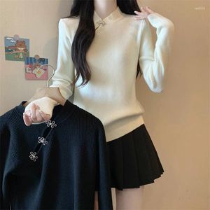 Women's Sweaters Autumn And Winter Pullover Solid Color Half High Neck Loose Fit Long Sleeve Sweater Knitted Underlay Fashion Tops