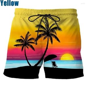 Herren -Shorts Kokosnussbaumstrand Badebekleidung Männlich 3D gedruckt übergroß