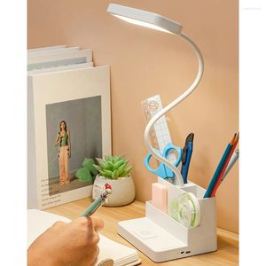 Table Lamps Dimmable Reading LED Desk Lamp With Pen Holder Flexible Gooseneck Lights For Office Students