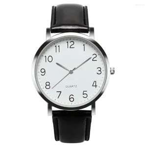 Armbanduhren minimalistische Männer Quarz für männliche einfache Business Fashion 2024 Leder Handgelenk Big Dial Clock