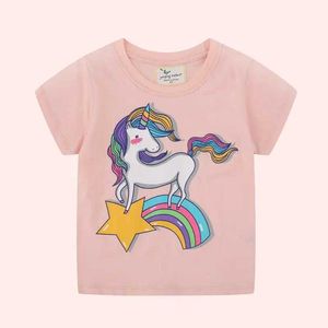 T-shirts Toddler Short Sleeve Cartoon Pattren Cotton TeesT-shirt for Girls Fashion Summer Children Comfortable ClothesL2405