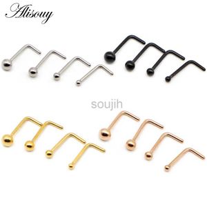 Body Arts Alisouy 1pc Nasenstollen Ball Runde Nasenringe L-Form Gold Farbe Nasenloch Edelstahl Nase Piercing Body Schmuck für Frauen D240503