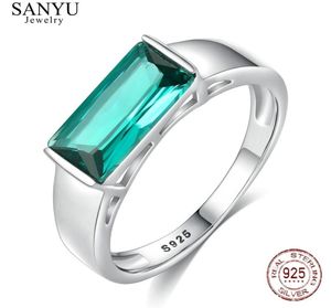Cluster Rings Sanyu Design Big Pure 925 Sterling Silver for Women Luxury Emerald Gemstone Anillos Mujer помолвка свадьба Jewel1437554