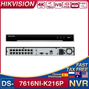 Orijinal Hikvision Fiş Oynat 4K 8MP ACUSENSE NVR DS-7616NXI-K2/16P POE Ports H.265 2SATA Ağ Video Kaydedici