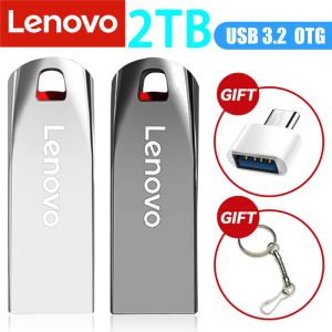 Adapter Lenovo Flash Drive 2TB 1TB 512GB USB 3.0 Waterproof High Speed USB Stick Portable SSD 512GB Metal Pendrive U Disk USB Memories