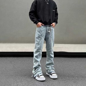 Мужские джинсы Mens Street Fashion Jeans Y2K Vaqueros Blouss осень рюкзак хип-хоп панк синий повседневная уличная одежда джинсовая одежда для зимней пачкил2405