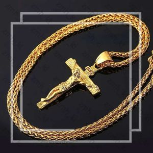 Lyxmodedesigner smycken religiös Jesus Cross Halsband för män mode guld korsa pendent med kedjehalsband smycken gåvor för män hänge 989