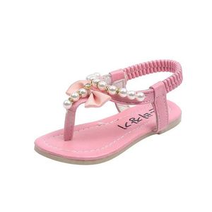 Sandals Girls Pearls Sandals Rhinestone Kids Gladiator Sandals Butterfly-knot Princess Childrens Sandals Flip Flops Beach Shoes Soft