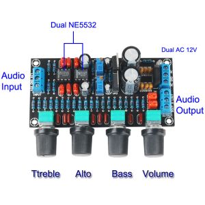 Förstärkare Dual NE5532 Tone Preamp Board Audio Treble Basjustering Equalizer Pre Amplifier Control Preamplifier Dual AC 12V