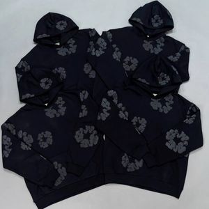 Hoodies para homens verdes verdes com capuz preto com capuz floral moleto