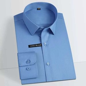 Men's Dress Shirts Mens Classic Silk Touch Bamboo-fiber Long Sle Dress Shirts Without Pocket Regular-fit Solid Business Office Easy-care Shirt d240507