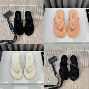 Tasarımcı Terlik Siyah Velvet Flip Flops Kauçuk Düz Alt Sandalet Yaz Plajı Seyahat Flip Flops Kadın Ayakkabı Boyutu 35-41