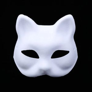 Máscaras 10pcs Novo Pulp Branco não pintado de raposa de raposa face Diy pintura de mão máscara de festas de aniversário da festa de aniversário Navidad Decoração de Natal