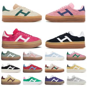 gazzelle designer shoes Platform Bold Casual Cream Collegiate Green Suede Leather Pink Glow Gum White Black Red Super Pop Flat Trainers Plate-forme Woman Sneakers