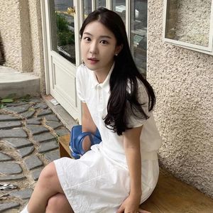 Skirts Korea Dongdaemun Summer Women's Polo Lapel Short-sleeved Sweater White Skirt Half Beige Sleeveless Vest Spring