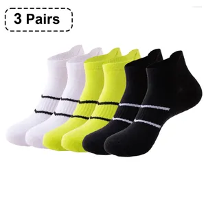 Sports Socks 3 Pars Men de baixo corte primavera Summer Summer respirável masculino curto tornozelo atlético Grid Sokken