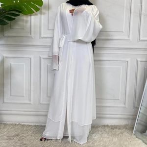Ethnische Kleidung neueste muslimische Abaya Mode weiche und elegante große Frauen -Strickjacke Loriya Robe Feste Farbkleid
