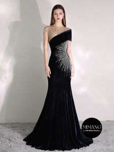 Русалка высокого класса Черное вечернее платье Благородное темперамент для женщин модно и роскошное банкетное платье