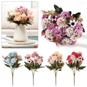 Dekorativa blommor 1set Artificial Hortensea Silk Daisy Life Livs Plants Floral Arrangement Bridal Bouquet Wedding Favor Party Supplies