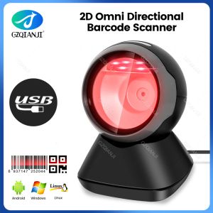 Сканер Scanners Scanner Scanner 2d Omnidirectional Desktop Автоматические чувствительные данные матрицы считывателя Supermarket Supermarket USB Barcode Reader 1D 2D QR -код