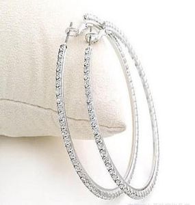 Silvertone Big Circle Ladys Basketball Wives Brincos de argola com strass de cristal Earring5090415