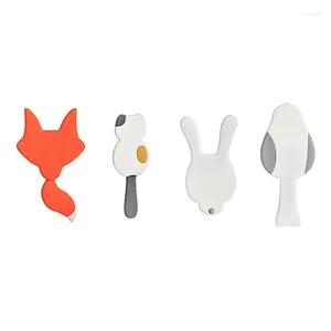 Hooks Cute Animal Shape Wall Hook Self-Adhesive Bendable Sticky Key Coat Clothes Hanger Waterproof Hanging Rack Phone Holder M6CE