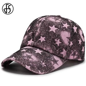 Ballkappen fs Marke Baseballkappen mit Visorstars Print Snapback Cap Hip Hop Streetwear Pink Purple Korean Hut für Männer Frauen Gorras Hombre Y240507