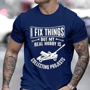 Men's T-Shirts Mens Mechanic Funny T Shirt I Fix Things Collecting Objects Humor Tshirts for Him Garage Job Occupational Mechanics T Tops T240506