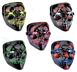 El Halloween Led Led Mask Light Up Zabawne maski The Purge Election Year Great Festival Cosplay Costplay Dostawy Maski imprezowe świecące w DAR1359344