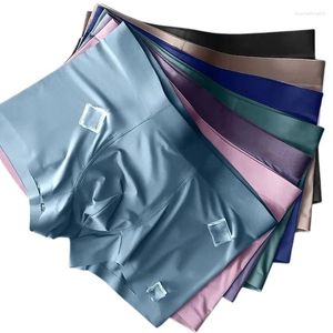 Underbyxor mäns trosor män underkläder is silkeboxare sömlös sexig man ultratunn andas elastiska boxershort l-4xl