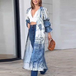 Designer Dress Autumn/Winter Women's New Fashion Loose Cardigan Printed Long sleeved Long Shirt Coat for Women Plus size Dresses