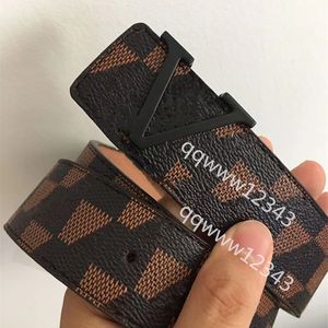 4,2 cm szerokie pasy designerskie dla mężczyzn Pasek Pasek Ceinture Luxe Dobra skórzana loja tekstury szachownica nadrukowana Browna czarna klamra luksusowa marka druku