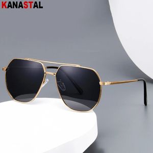 Mens Polarized Sunglasses UV400 Retro Big Sun Glasses Metal Eyeglasses Frame Driving Beach Bike Travel Anti Shade Eyewear 240408