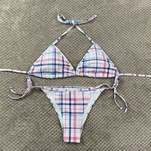 Terno de natação sexy de biquíni para feminino para mulheres Latcie Lattice Plaid 3D Print Designer Swimwear Terno de natação Terno de banho quente Terno de banho Summer Beach Maillot de Bain