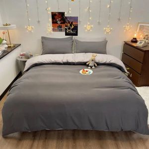 Sängkläder 1 PC Quilt Cover Housse de Couette 220x240 Dark Grey Color Däcke Cover Double Size Funda Nordica Cama 150 Queen/King Bed Cover