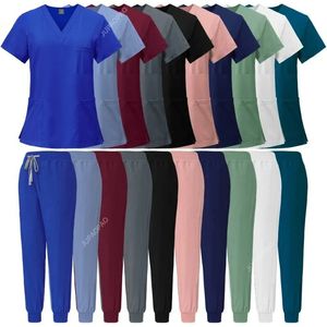 Slim Fit Scrubs Uniform Damen Peeling Sets Pflegezubehör Krankenhauschirurgie Kleider Zahnklinik Schönheitssalon Workwear 240428