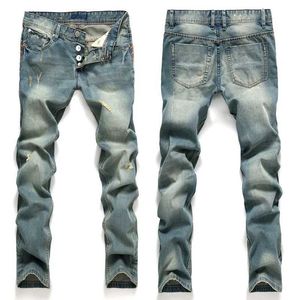 Jeans jeans maschile denim brand casual semplice semplice taglie forti pantaloni Fashio denimn dritta strappata di grande dimensione J240507