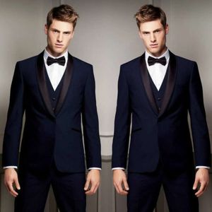 Lapela Poathed Designer personalizado Três Tuxedos de peças de jaquetas pretas para casamentos Best Man Business Mens formal desgaste mal