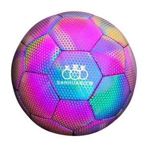 Official Size 5 Football Night Glowing Reflective Soccer Ball PU Wearresistant Antislip Indoor Outdoor Training Match 240430