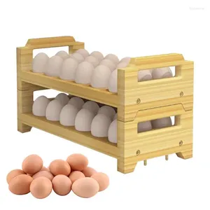Küche Aufbewahrung Stapelbar Holz Eierhalter 2 Tiere Display Ständer Rack Design Rustikaler Karton zu Holdon