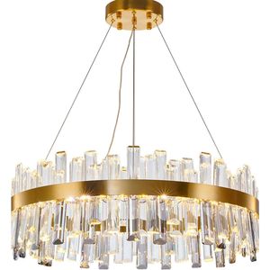 Wabon Modern Crystal Chandelier - Yemek Odaları ve Oturma Odaları İçin Lüks LED Altın Kaplama Armatürü ile Alanınızı Dönüştürün - Ayarlanabilir Kolye Aydınlatma