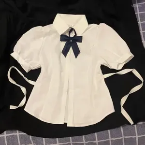 Abiti da lavoro camicia da moda coreana abita giapponese harajuku bianco casual jk slim y2k camicette gonfie di aline pieghe