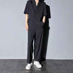 Men's Tracksuits Summer Style Ruffian Handsome Suit For Men Ice Silk Thin Fashion Two-piece Light Cooked Wind