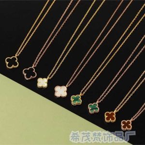 Brand originality Van High Version Clover Classic S925 Sterling Silver Necklace Natural Beimu Agate Pendant jewelry
