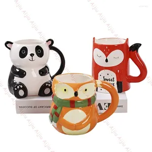 Canecas desenho animado animais fofos panda caneca de cerâmica leite de leite café da manhã presente para crianças amantes de crianças colegas de classe